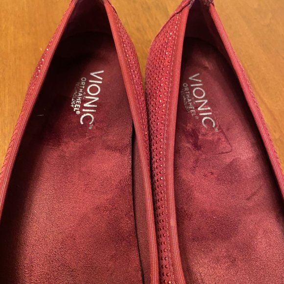 Vionic Red Flats with Rhinestone Detailing - Picture 5 of 8